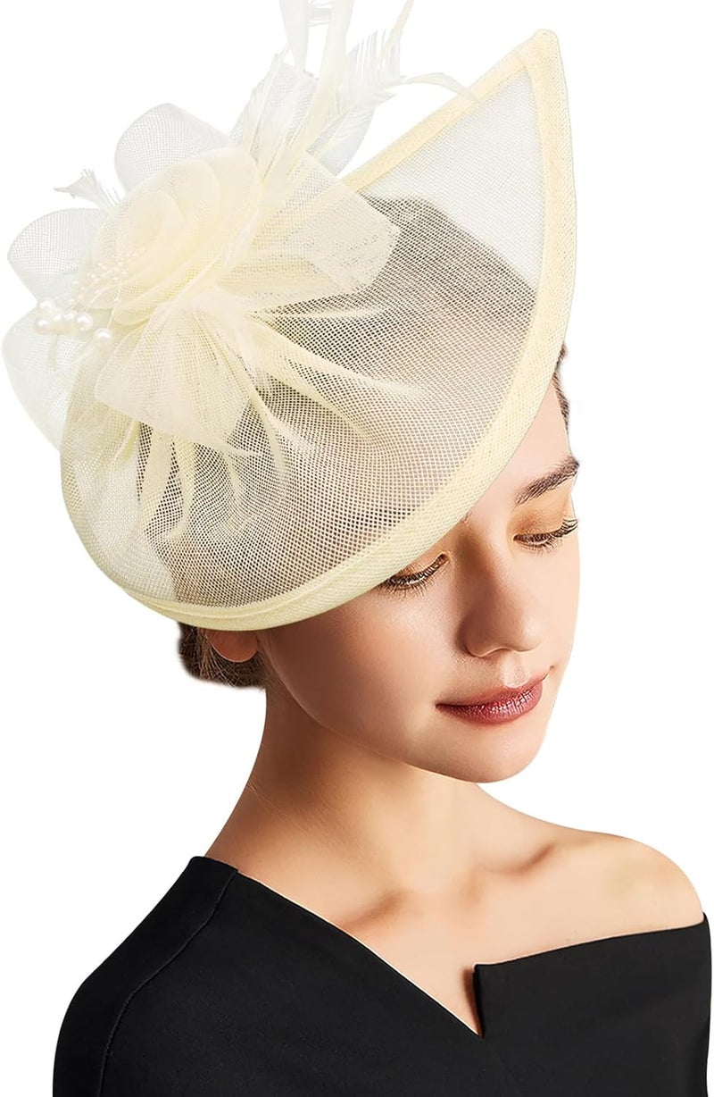 DRESHOW Women Fascinator Hats Tea Party Hat Vintage Pillbox Hat Headband for Cocktail - Image 1